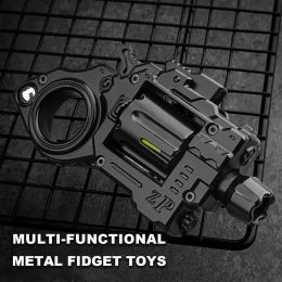 Metal Fidget Toys Gun Adults - Alloy Fidget Spinner Slider Clicker & Launcher Toy EDC Fidget Gun with Bullets and Target Stress Relief Focus Tool