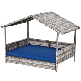 Wicker Pet House Dog Bed for Indoor/Outdoor Rattan Furniture with Cushion