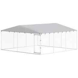 15' x 15' x 7' Dog Kennel Outdoor for Small Medium Large Dogs with Waterproof Roof, Silver (Option: Silver-1850x330x180 mm)